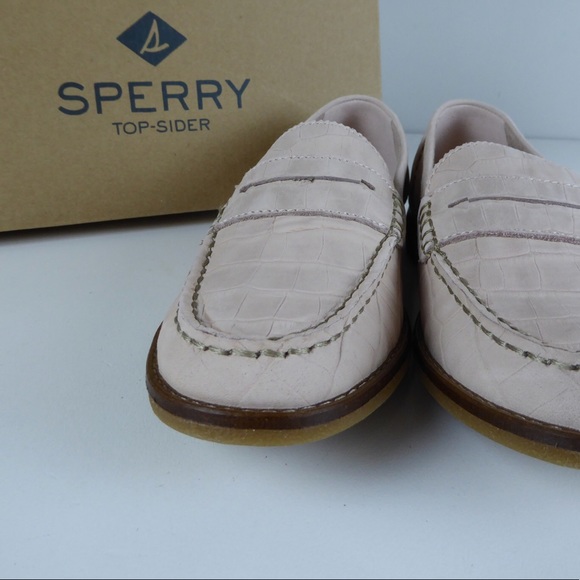 Sperry Penny Loafer Croc Embossed Leather Shoes - Picture 7 of 9